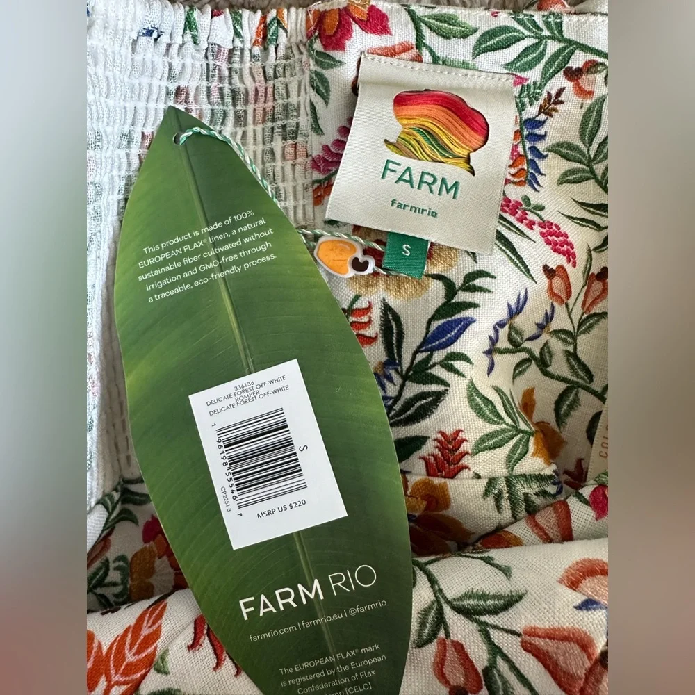 NWT FARM Rio Off-White Delicate Forest Euroflax™ Premium Linen Romper Size Small - Picture 6 of 7